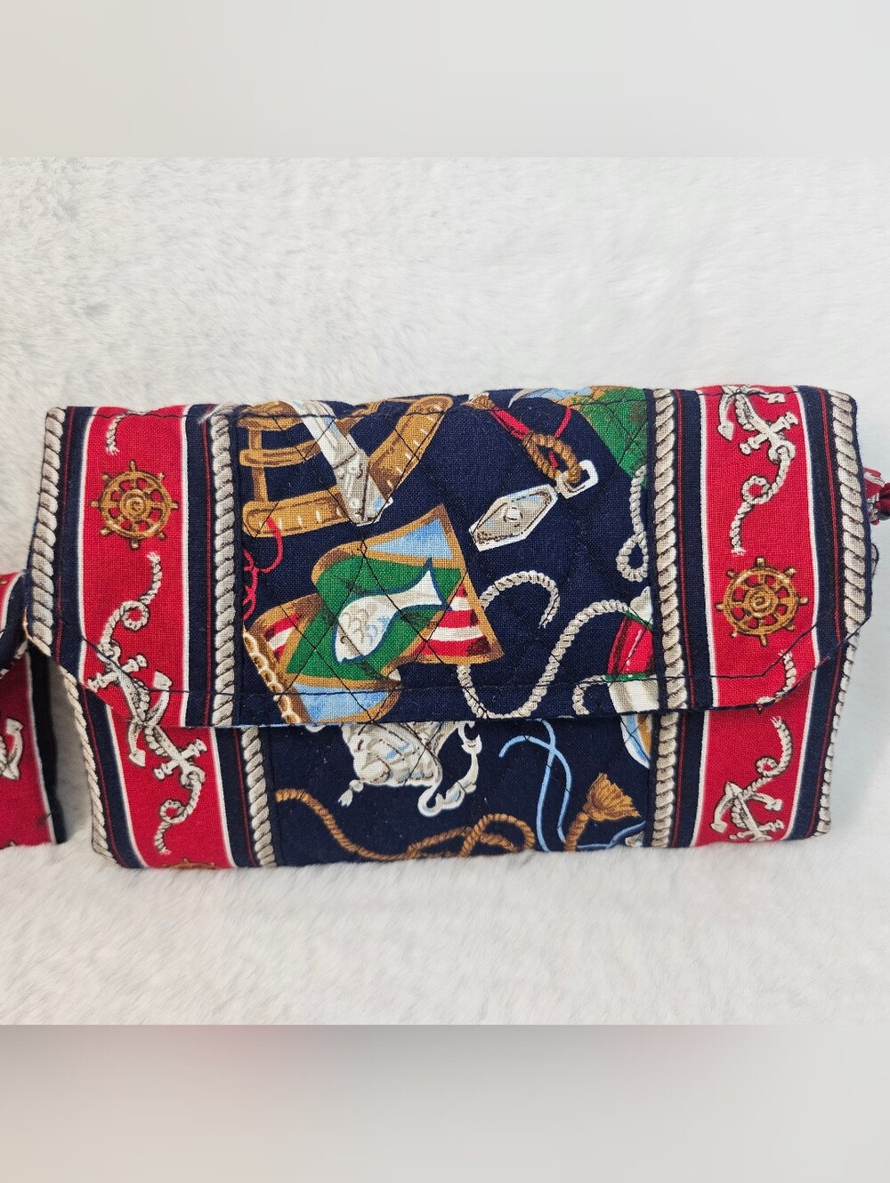 Vintage Retired Vera Bradley Indiana Regatta Nautical Wallet And Coin Purse Set - Picture 3 of 8